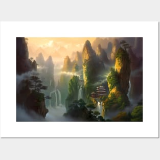 Chinese Landscape, mountains, waterfalls Posters and Art